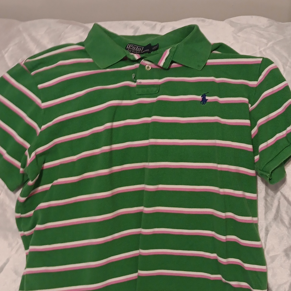 Ralph Lauren green stripe pink XL